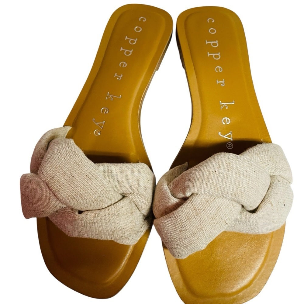 Copper Key Women's Cream Braided Slide Sandals - Picture 2 of 4